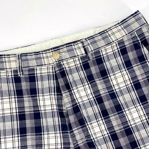 Polo Golf Ralph Lauren Chino Shorts Mens 34 Navy White Plaid Cotton Golf Preppy